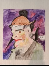 Expressionist watercolor portrait of Yannick 2015 51cm/42cm