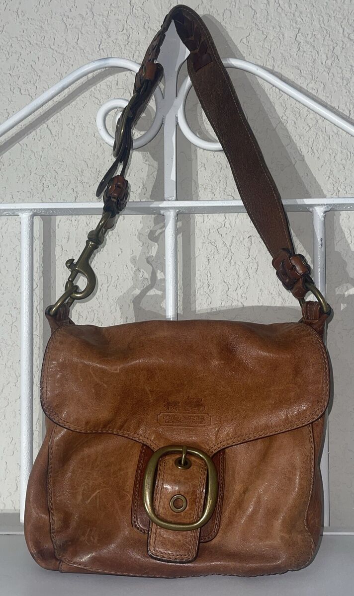 Coach 11419 Bleeker Legacy Tattersall Flap Bag Brown Leather Coach 11419 Bleeker Legacy Tattersall Flap Bag Brown Leather