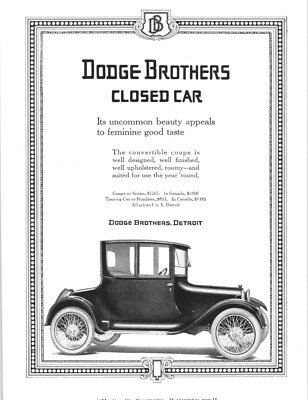 DODGE BROTHERS Closed Car Sedan Coupe Roadster 1917 Full-Page B&W Print Ad #2