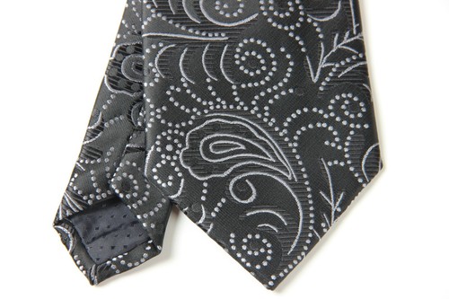 New Classic Paisley Black Gray JACQUARD WOVEN 100% Silk Men's Necktie Tie - Picture 3 of 5