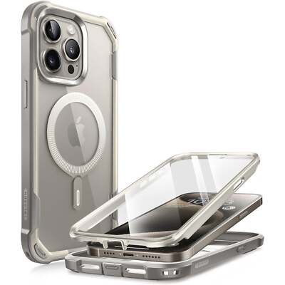 Handyhülle für iPhone 15 Pro Max Supcase Case Magnet Cover Hülle Tasche Grau