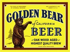 Golden Bear Of California Beer Label 9" x 12" Metal Sign