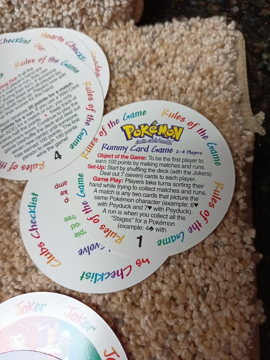 1999 Vintage Complete Pokémon Rummy Game Playing Cards with
