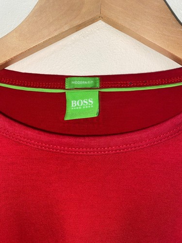 T-shirt Hugo Boss uomo rossa tempo libero M designer logo BOSS perfette condizioni - Foto 4 di 11