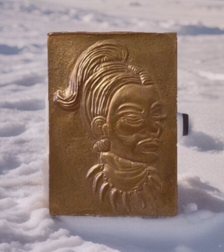 Repousse Copper Portrait 60s MCM Hand Relief Woman Outsider art African Congo. - Picture 2 of 12