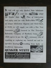 Vintage 1932 Quaker State Motor Oil & Superfine Grease Full Page Original Ad 424