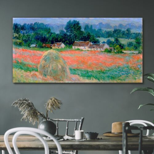 Haystack at giverny Canvas Print 120x60 Claude Monet Picture Hanging Wall Art - Picture 1 of 10
