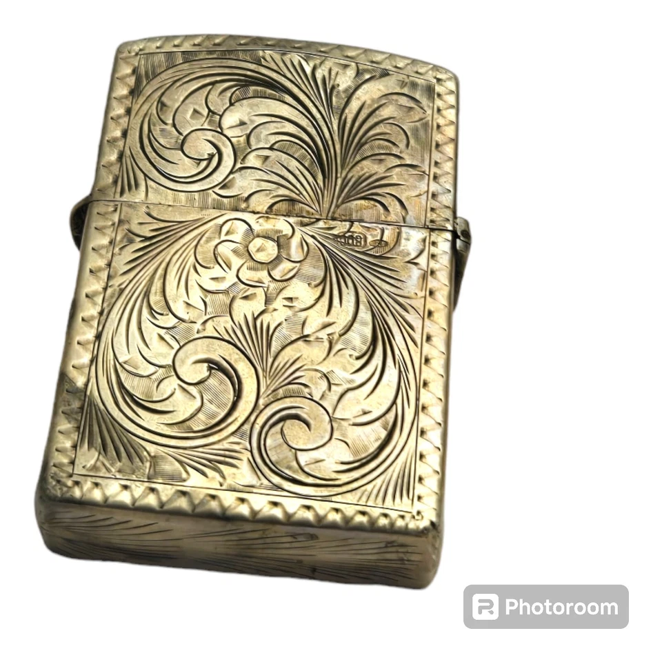Antiguo encendedor de plata 800 grabado zippo insertar encendedor  Foto 2 de 4