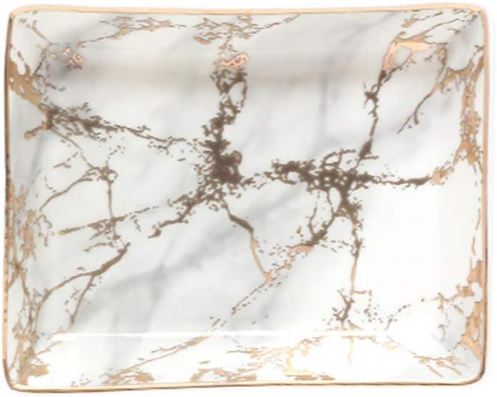 Marble Ceramic Ring Dish Jewelry Dish Ring Holder Jewelry Organizer with Golden