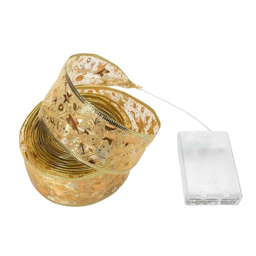 2m LED Ribbon Light Christmas Tree Ornaments Decor Bow Fairy String Lamp