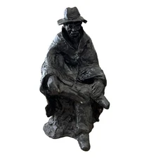 RARE INTRIGUING ART! Signed PETRONZIO Intriguing Man Cast Resin Sculpture