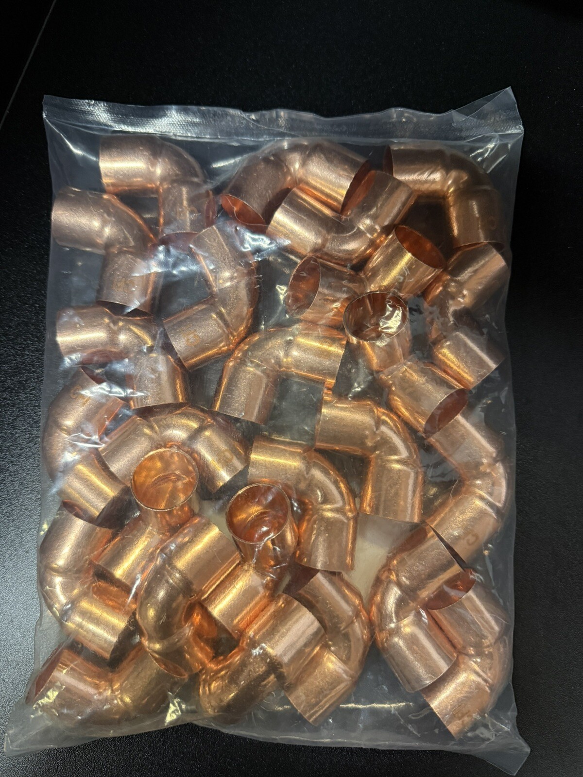 3/4" x 3/4" Copper C x C 90° Elbow Ell Plumbing Fitting - 25 Pieces