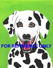 Black and White Dalmation Dog with Bright Green Background Print