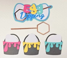 Easter Egg Dipping Title Set. Scrapbook, Card Making Paper Piecing