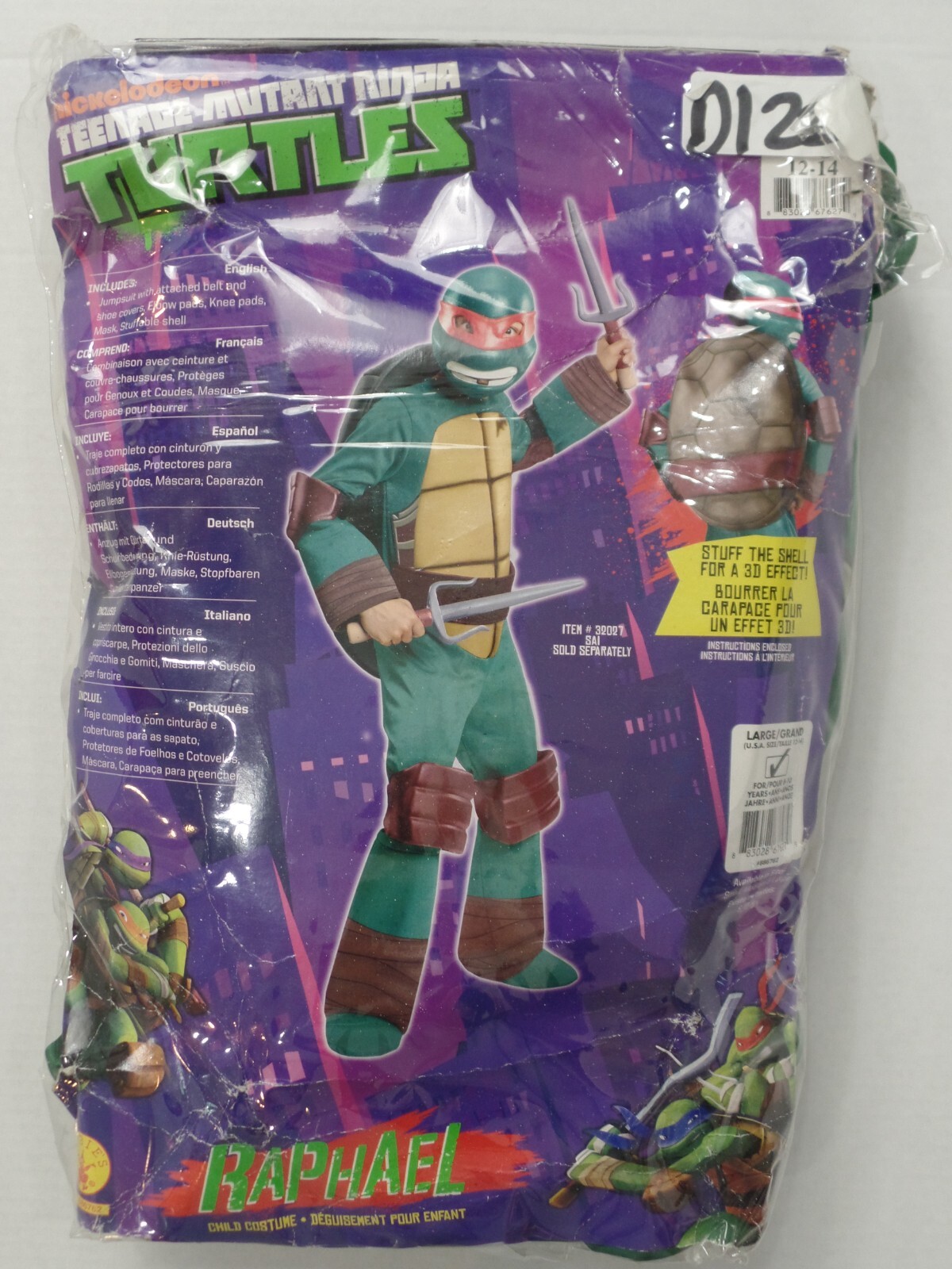 NICKELODEON RUBIES TMNT NINJA TURTLE RAPHAEL SIZE LARGE (1214)Child