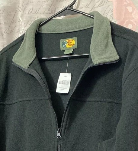 Chaqueta BASS PRO SHOPS Para Hombres Grande Negra Cremallera Completa Bolsillos Polar Exterior Nueva con Etiquetas - Imagen 3 de 14