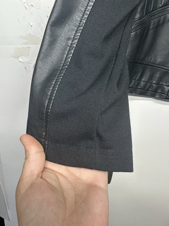 Chaqueta Lane Bryant Talla Grande 18/20 Negra Imitación Cuero Moto Cremallera Foto 3 de 4