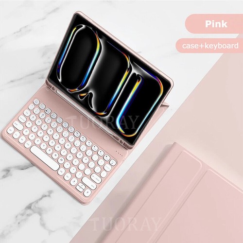 Round Keyboard Smart Case Cover For iPad 5/6/7/8/9/10th Gen Air 3 4 5 6 Pro 11 - Picture 40 of 61