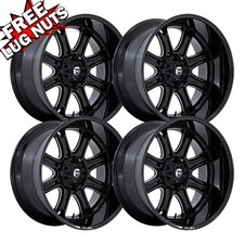 Set-4 Fuel Darkstar 22x10 6x135 Black Milled 10mm Wheels Rims 22 Inch