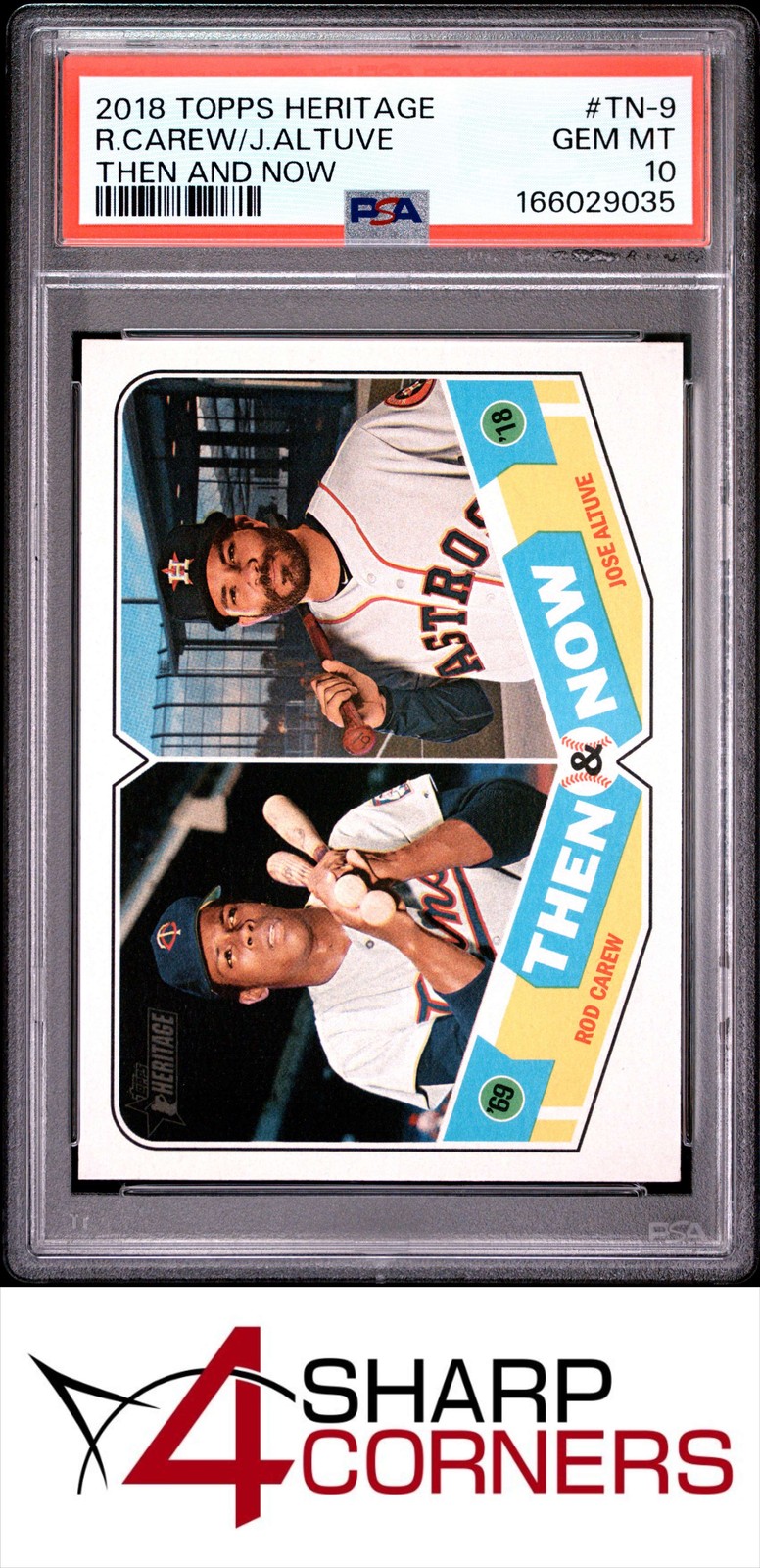 2018 TOPPS HERITAGE THEN AND NOW #TN-9 ROD CAREW-JOSE ALTUVE PSA 10 view 1