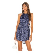 Free People Mid Summers Day Navy Patterned Halter Mini Dress Medium MSRP $128