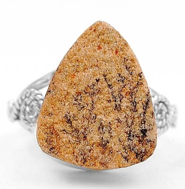 Natural Psilomelane Dendrite German 925 Solid Sterling Silver Ring Sz 8 @17-3