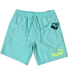 Puma Men  s Swim Trunks Light Blue Logo Drawstring M New