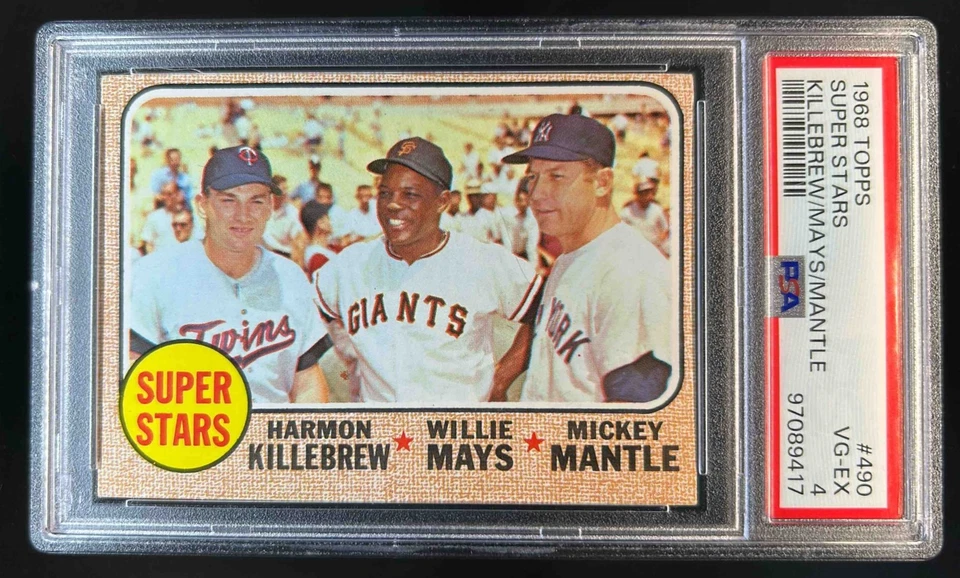 1968 Topps Super Stars (Harmon Killebrew Willie Mays Mickey Mantle) C #490 PSA 4