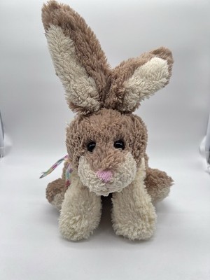 Animal Adventure Rabbit Plush Cream Brown Bunny Toy Jellybean Bow 12  2007