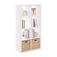 Furinno Cubicle Open Back Decorative 8-Cube Storage Organizer, White