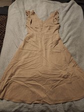 Designer Suzanne Betro Khaki Dress with Pockets. Size L Vintage NWOT Never Worn