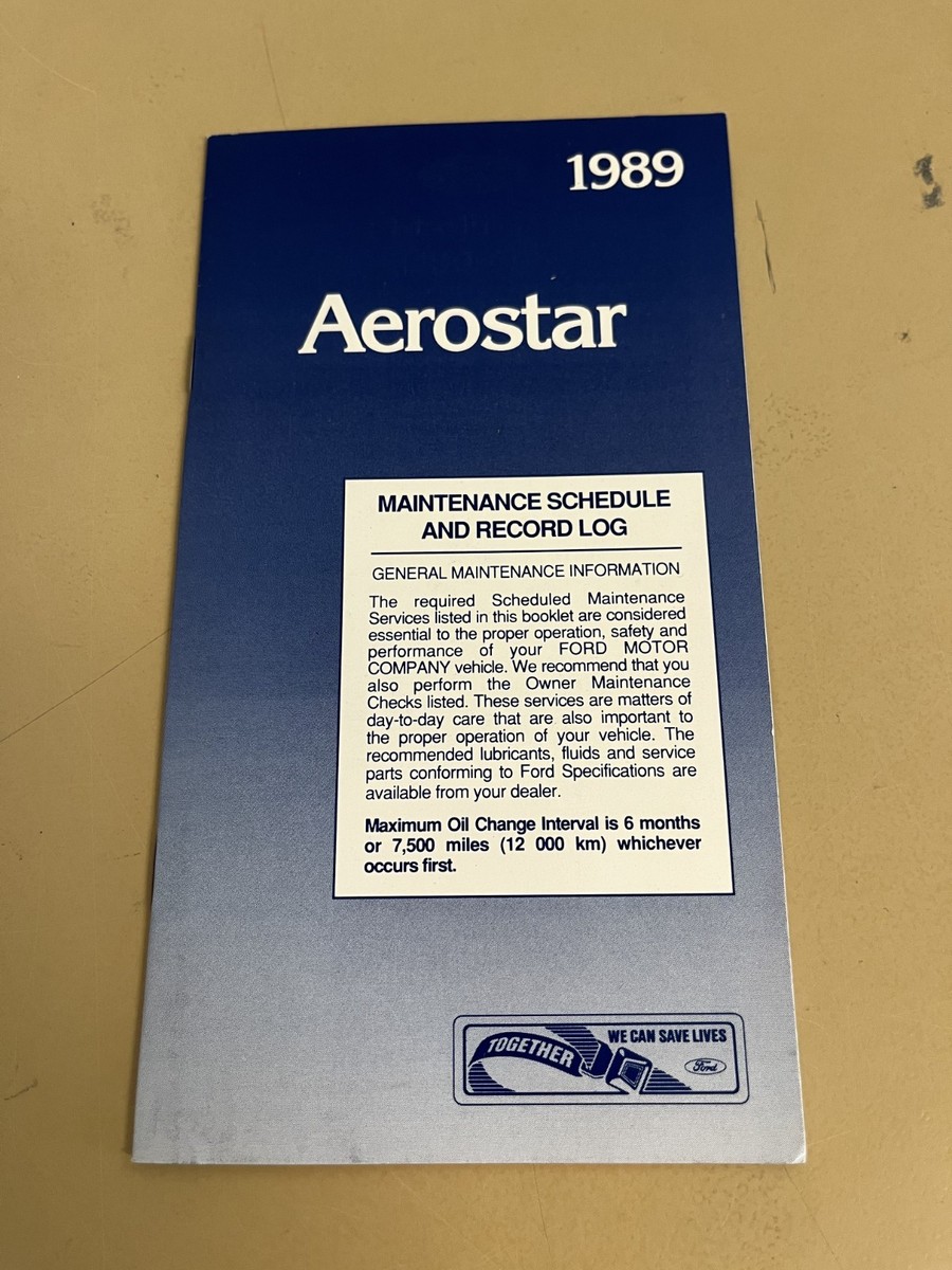 1989 Ford - Aerostar - Maintenance Schedule & Record Log, UNUSED