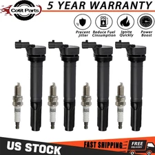 4 Ignition Coil with Spark Plugs 2012 2013 2014 2015 2016 2017 For Fiat 500 1.4L