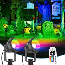 Halloween Color Changing Spotlights Plug in Spot Light,RGB Landscape Lighting...