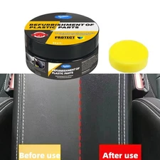 Car Plastic Restorer Back Black Gloss Interior Leather Panel Wax Polish Coating