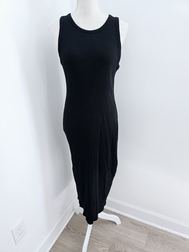 Abito tubino midi Theory nero a costine bodycon dritto stretto senza maniche L Large - Foto 8 di 8