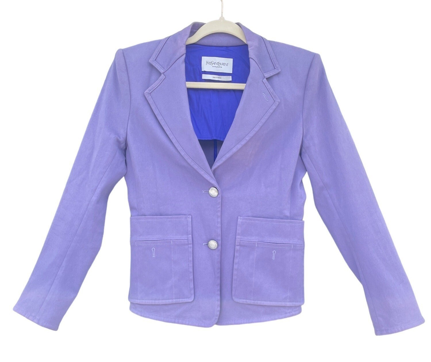 SAINT LAURENT Blazer tuta Ysl donna F42 pervinca giacca cappotto blazer taglia small SM S viola