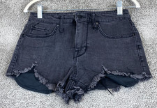 Mossimo Denim High Rise Cut-Off Short Women's Size 4 27 Black 5-Pocket Raw Hem