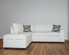 Corner Sofa Bed ABIGAIL Left – L-Shaped Fabric Settee With Storage & Bed DAKO®