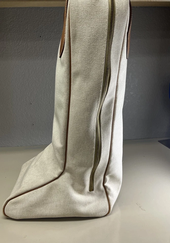 罕见 Hermes 马术复古帆布和皮革包 ProRider 靴子包4200 美元 — 第 3/4 张图片