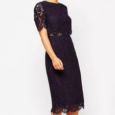 ASOS Lace Crop Top Midi Pencil Dress Size 4 NWT