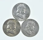Higher Grade - 1952-S 1954 1950 Franklin Half Dollar 90% SIlver Lot *125