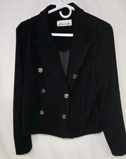 Vintage Allison-Che Womens Size 12 Black Button Up Blazer Jacket