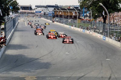 Bobby Rahal TrueSports Lola T87 00 Cosworth leads Roberto Gurrero - Old Photo