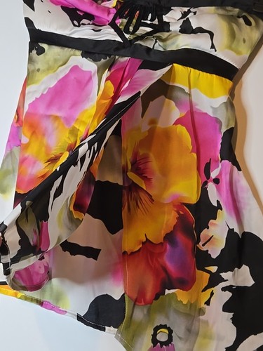 Women’s Strapless Babydoll Floral Top M Asymetrical Y2k READ Measures Small - Picture 6 of 15