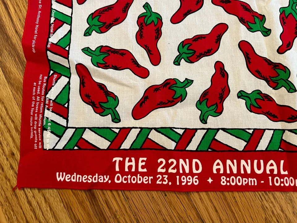 Antigo 1996 Willie Nelson The 22nd Ross Concert Hot Pepper Lenço Bandana Anos 90 - Imagem 2 de 4