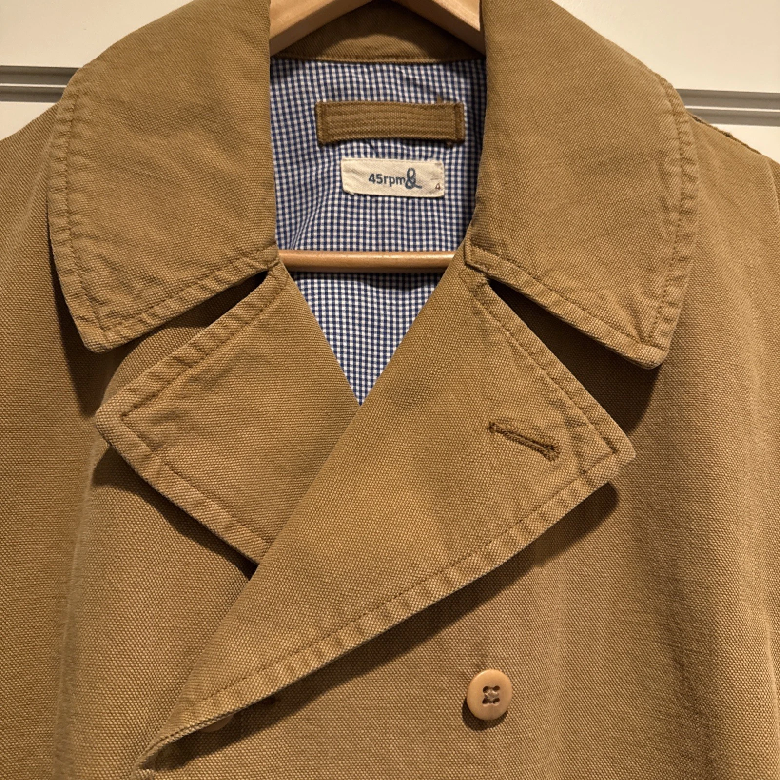 45R Mens Garment Dyed Double Breast Chore Jacket Hopsack Canvas Made in Japan L image 3