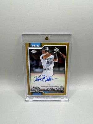 Miguel Cabrera 2026 Topps Chrome Gold Refractor Auto #/50 Marlins W/ Mag