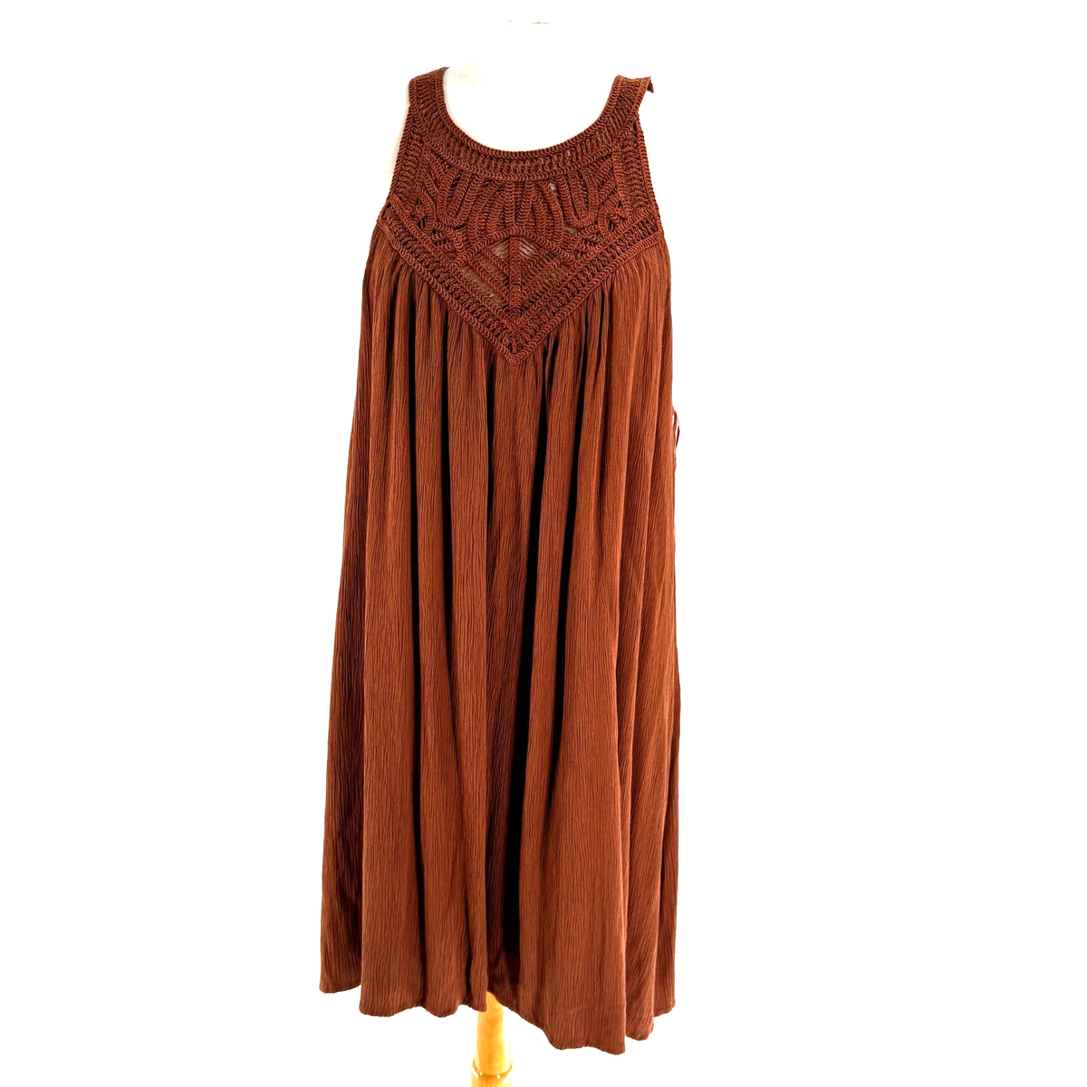 NEW SHYANNE Crochet Yoke Crinkle Mini Dress Women's XXXL Brown Coachella Western | eBay NEW SHYANNE Crochet Yoke Crinkle Mini Dress Women's XXXL Brown Coachella Western | eBay