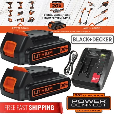 1 OR 2 PACK 1.5Ah Lithium Battery for Black + Decker 20V MAX LBXR20 or Charger